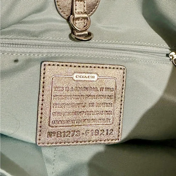 COACH Canvas Tote Bag | Starfish Print | Silver Leather Trim - Picture 10 of 14